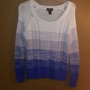 Knitted blue and white sweater